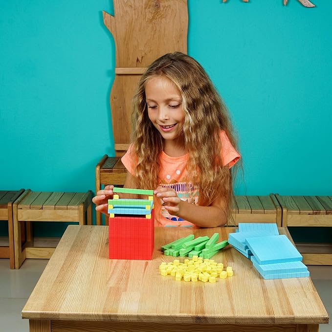 Simply magic 131 PCS Foam Base Ten Blocks for Math - Place Value Blocks, Base 10 Math Manipulatives K-3, Math Counters, Number Blocks, Math Cubes, Counting Blocks - Kindergarten 1st 2nd 3rd Grade