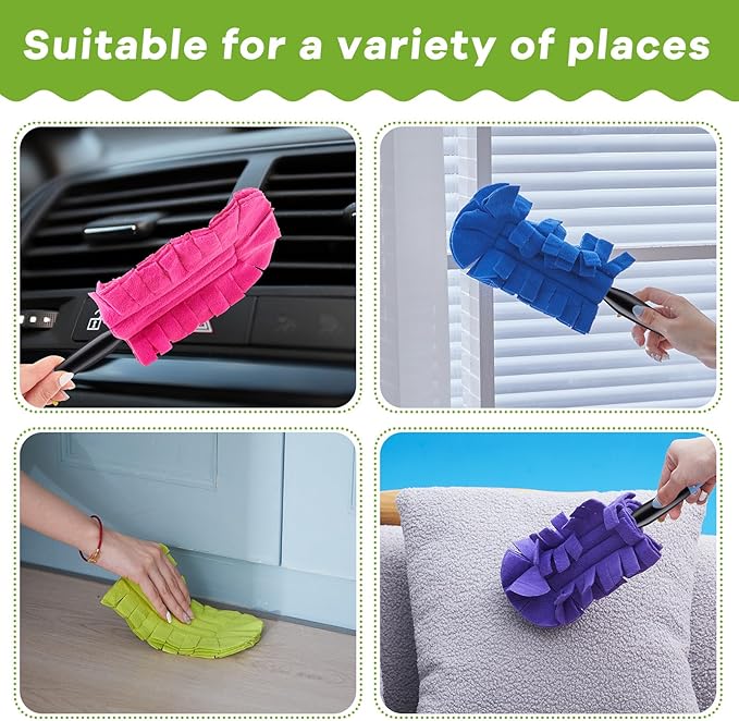 Zubebe 30 Pcs Duster Refill Reusable Fleece Duster Refills Feather Flat Dusters Multi Surface Washable Cleaning Pads Tools for Home, Blinds, Car, Pet, Furniture, Fans (Dark Color)