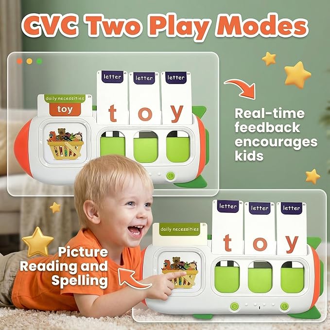 Talking Flash Cards for Toddlers 2-8,Montessori Toys for Autism,107 Sight Words,Alphabet CVC Learning Toy,Speak and Spell Phonics Games for Kindergarten,Educational Birthday Gift for Kids