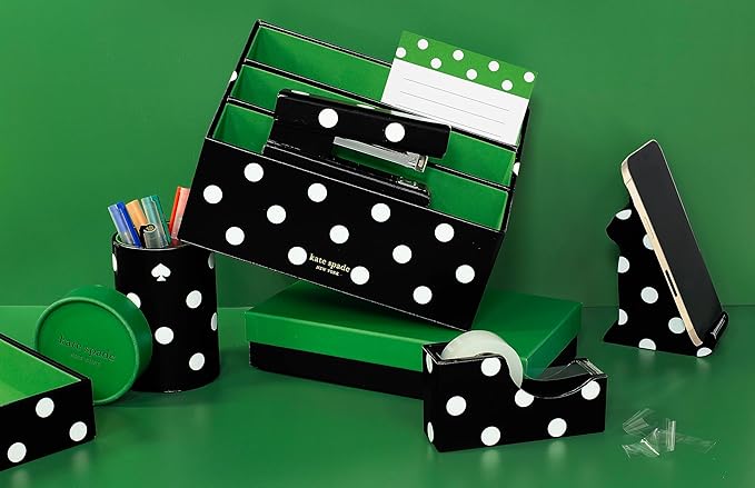 Kate Spade New York Cute Tape Dispenser, Clear Tape Desk Dispenser, Decorative Desk Accessory, Picture Dot