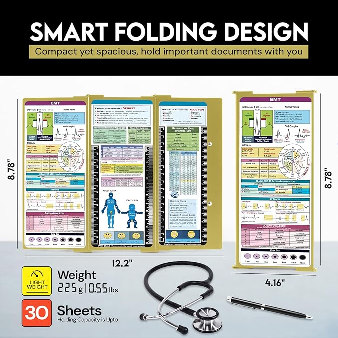 Nursing Clipboard EMT Edition 3 Layers Aluminum Foldable Nurse Clip Board Nursing Student Essentials Foldable Clipboard Nursing Trifold Nursing School Essentials