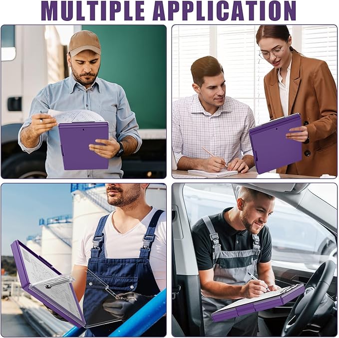Hongri Clipboard with Storage, Purple 8.5 x 11 Folder Nursing Side Opening, Heavy Duty with Dual Compartment, Smooth Writing for Teachers, Classroom, Size 13.3 x 9.4 x 1.5 in, Office & School Supplies