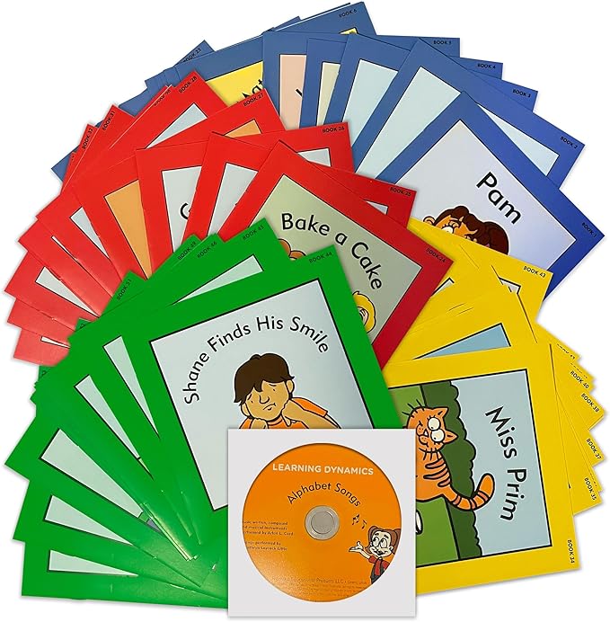 Learning Dynamics 53 Decodable Reading Books & Music CD – Basic Learn How to Read Books for 4-7 Year Olds – Teaches Phonics, Words & Reading – Includes 53 Unique Books to Start Reading