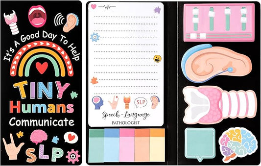 B1ykin Cute Sticky Notes Set - It’s A Good Day To Help Tiny Humans Communicate Self-Stick Notes Pad, 550 Sheets Writing Memo Pages Sticky Notepad for Teacher Appreciation Gifts for School Office (SLP)