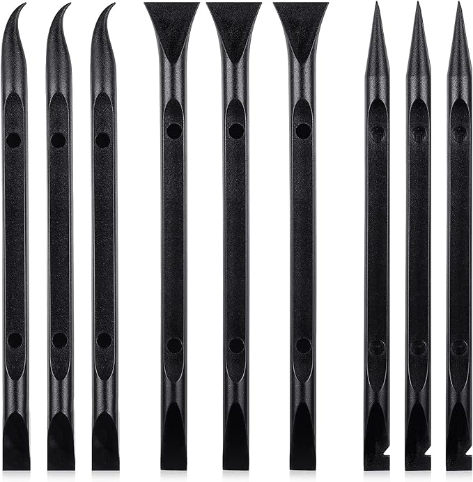9 Pieces Plastic Scraper Tool Scratch Free Crevice Cleaning Sticker Remover Tool Multipurpose Non Scratch Scrapers for Tight Spaces, Kitchen, Crevices, Auto Detailing, Paint
