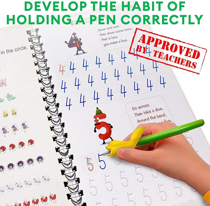 Grooved Magic Practice Copybook for Preschoolers Ages 3-8 Reusable 3D Handwriting Tracing Solution to Improve Pen Control and Fine Motor Skills with Disappearing Ink - Easter Gifts