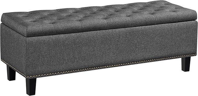 Yaheetech 49-inch Entryway Ottoman Bench with Storage, Multipurpose Foot Rest Sofa Stool in Dark Gray