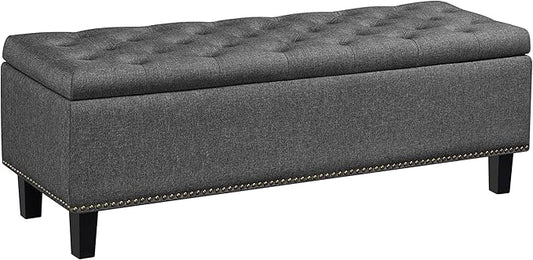 Yaheetech 49-inch Entryway Ottoman Bench with Storage, Multipurpose Foot Rest Sofa Stool in Dark Gray