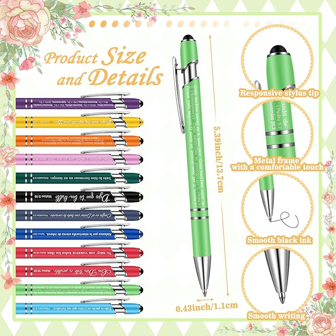 Eersida 72 Pcs Regalos Cristianos En Español Spanish Christian Note and Spanish Pen with Gift Bag Religious Message Reminder Notebook for Religious Preacher Church Nurse Teachers
