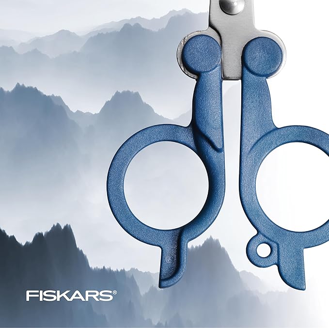 Fiskars Travel Folding Scissors, TSA-Compliant, Compact and Portable for Crafting and Quick Snips, Stainless Steel Blades, Explore Collection, Mountain Haze