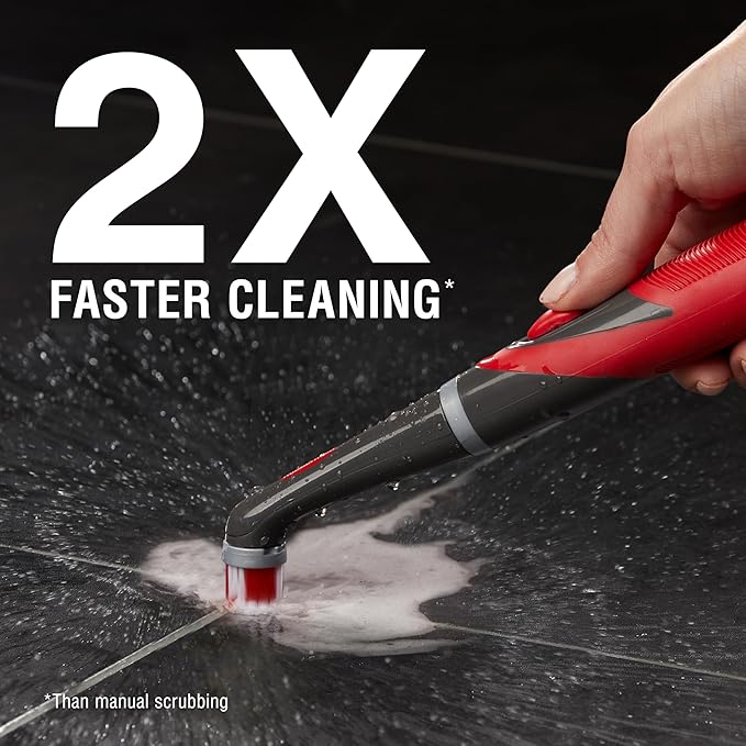 Rubbermaid Reveal Power Scrubber with Multi-Purpose & Grout Head, Cordless Electric Battery Powered Scrub Brush, Water Resistant, for Home/Kitchen/Bathroom/Grout/Tile/Shower/Tub