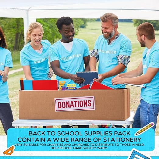 SATINIOR 6 Set Operation Christmas Items School Supplies Bulk Donation Set Stationary Gift for Middle High College Students Essentials Bundle Includes Folders Notebooks Pen Calculator and More