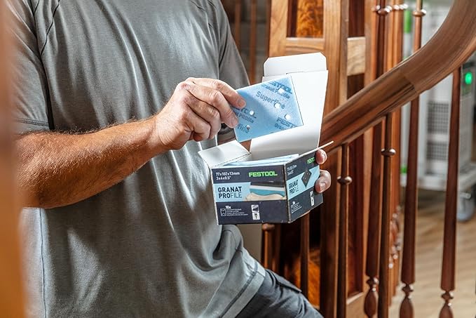 Festool 578808 Granat PRO Medium 3x4 (80x133 mm) Profile Sanding Sheets – 10 Pack | Flexible Foam Abrasive for Contours, Moldings & Curved Surfaces | Hook & Loop, 1/2" Foam Backing