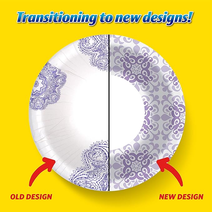 Glad Round Disposable Paper Bowls, Purple Victorian Design - Heavy Duty, Soak Proof, Cut-Resistant, Microwavable Bowl for All Foods & Daily Use, 12 Oz, 20 Count