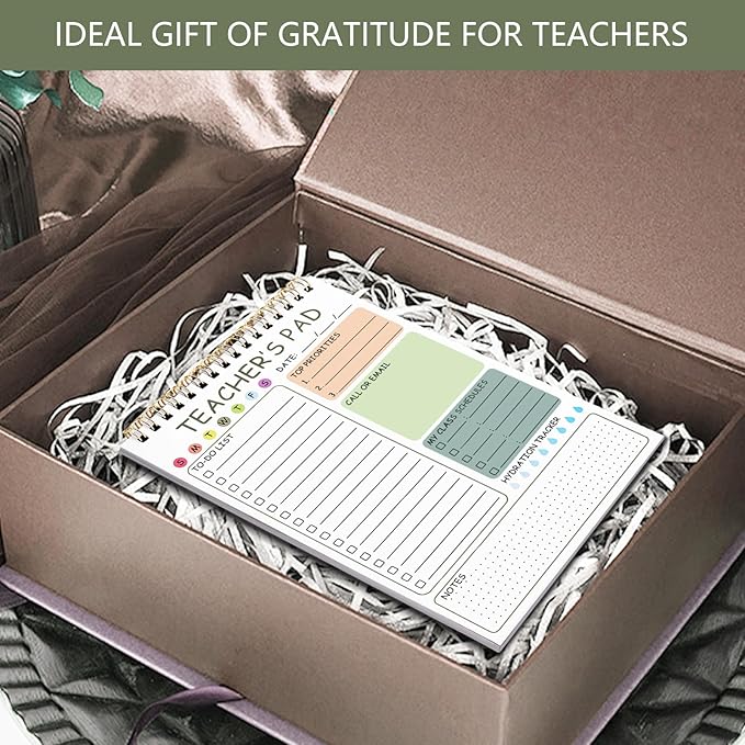 Newkita Teacher To Do List Notepad, 8.3x5.8 Inch Teacher Notepad, Spiral Checklist Notebook for Class Schedules, Daily Planner, School Tasks and Goal Setting (Green)