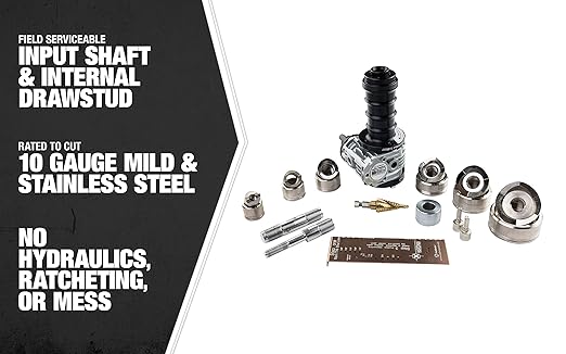 Southwire Knockout Punch Driver Kit - Fast, Accurate Hole Cuts with Cordless Drill - Removable Draw Studs - No Hydraulics - Compact Aluminum Design - 1/2-Inch to 2-Inch Set with Drive Unit