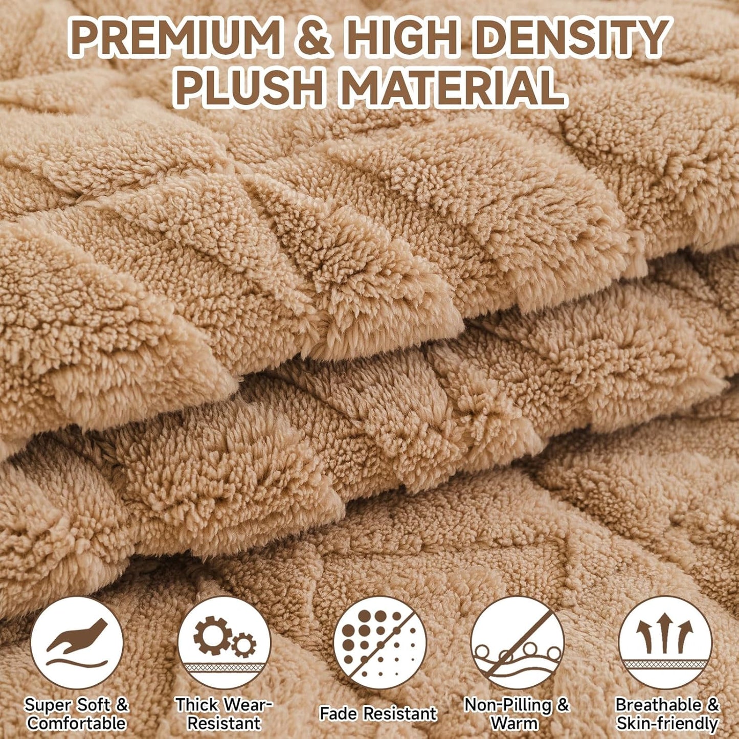 OTOB Couch Covers for 3 Cushion Couch Sofa Pet Friendly, Washable & Non Slip Geometric Jacquard Modern Plush Fuzzy Sofa Slipcovers Protector, All Season Soft Pet Couch Cover (Coffee, 27.6"x82.7")