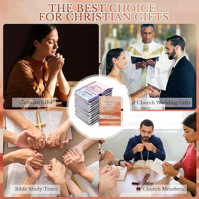 Christian Prayer Journals for Women Bulk Easter Church Gifts Spiral Notebooks with Religious Pens Bible Study Devotional Supplies Sunday School Favors(40 Sets / 80 Pcs)