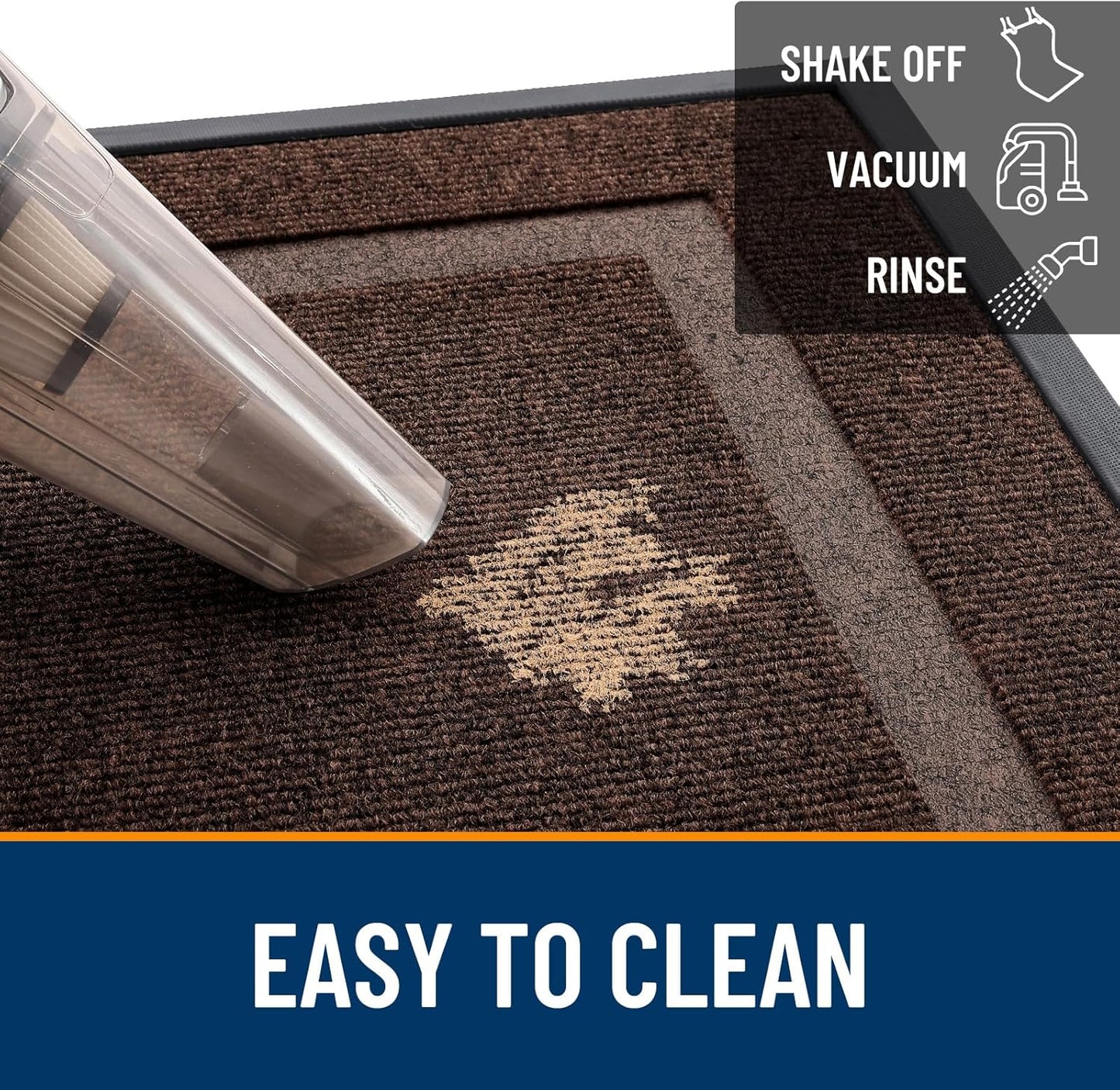 OLANLY Front Door Mat Indoor Outdoor Entrance, Waterproof All-Season, All-Weather Doormat, Sturdy Natural Rubber, Fade Resistant, Low Profile, Easy Clean Patio Porch Entryway Mat, 47x17, Dark Brown