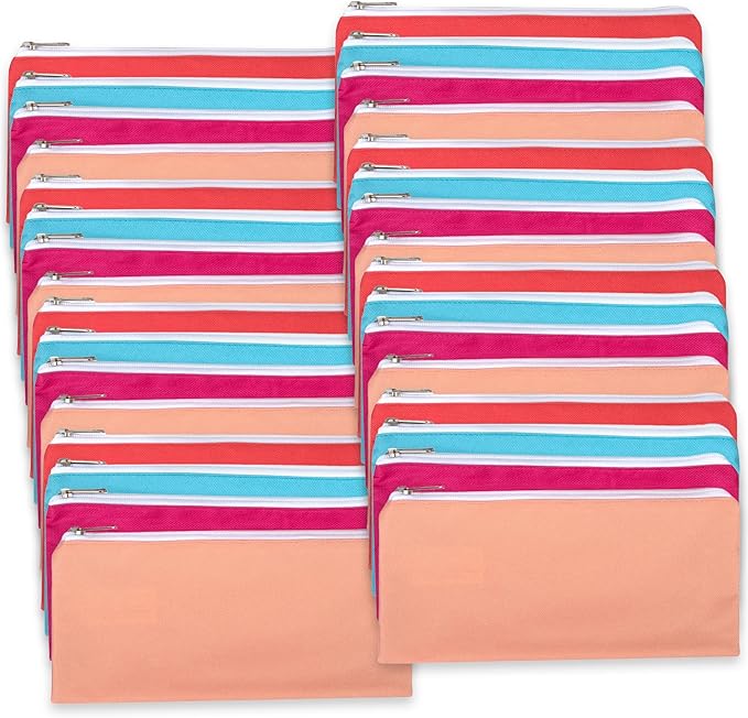 Trail maker Bulk Pencil Case Bags Bundle with Zipper for Kids, School, Offices | Colorful Pencil Pouches in Bulk Packs