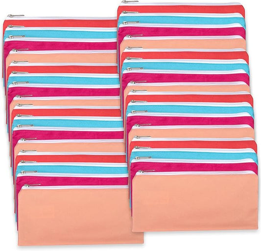 Trail maker Bulk Pencil Case Bags Bundle with Zipper for Kids, School, Offices | Colorful Pencil Pouches in Bulk Packs
