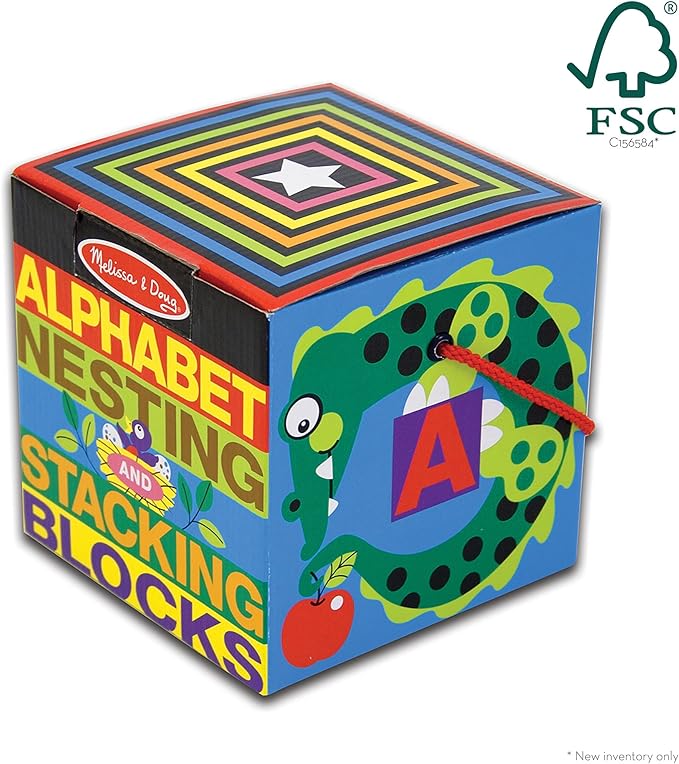 Melissa & Doug Deluxe 10-Piece Alphabet Nesting and Stacking Blocks - FSC Certified