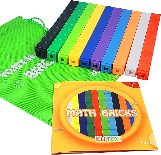 Math Manipulatives Counting Cubes, Educational Math Linking Cubes, Classroom Toys Kindergarten Learning Materials Homeschool Supplies,Set of 100 Math Cubes for Kids Ages 3+
