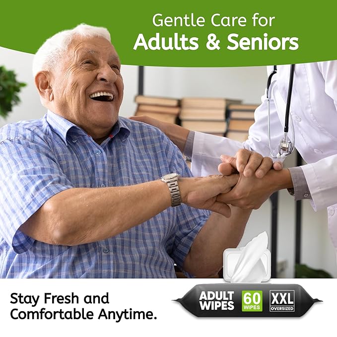 Adult Wipes for Elderly - 720 Wipes 12 Packs Thick Extra Large Disposable Washcloths for Adult Bathing & Shower Alternative No-Rinse - Lightly Scented XXL