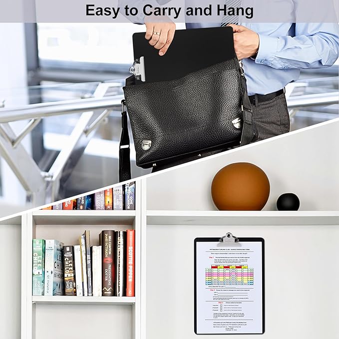 ZCZN Metal Clipboard, 6 Pack Heavy Duty Aluminum Clipboards 12 x 9 Inches, A4 Letter Sizer Document Holder with High Capacity Clip, Suitable for School, Office, Jobsite or Medical Staff, Black