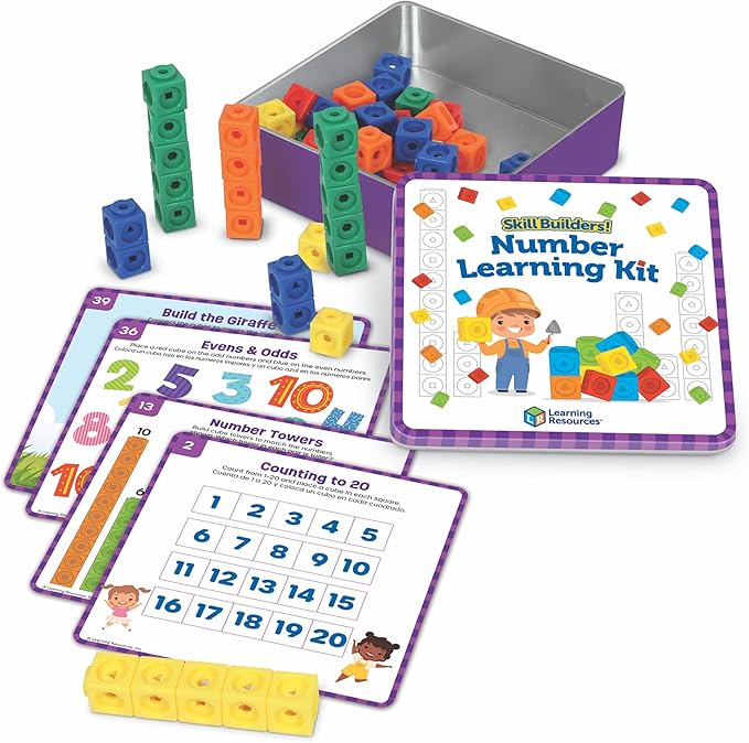 Learning Resources Skillbuilders Numbers Learning Kit - Math Manipulatives, Linking Cubes, Homeschool Supplies, Preschool Classroom Must Haves, Toddler Activities