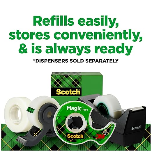 Scotch Magic Tape, Invisible, Home Office Supplies and Back to School Supplies for College and Classrooms, 1 Roll