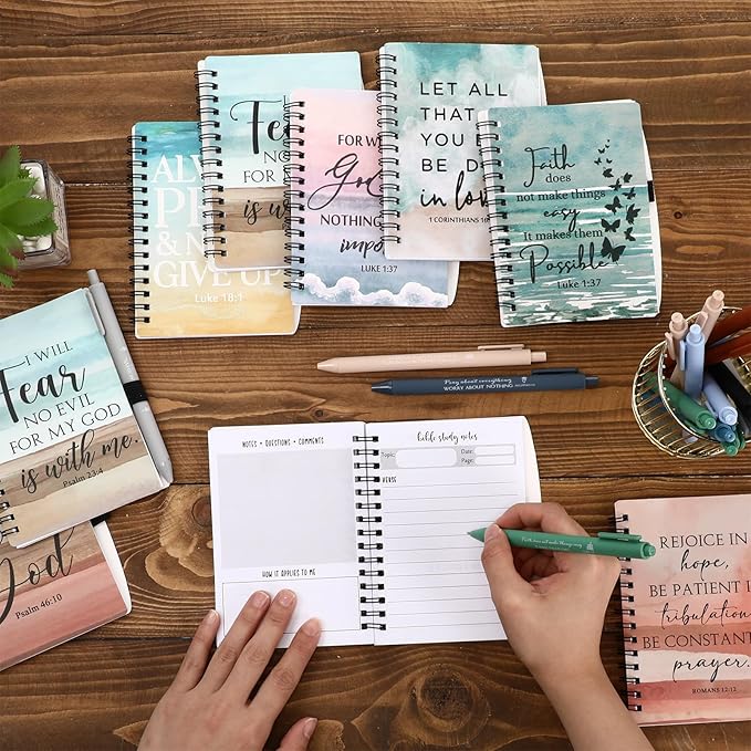 Christian Prayer Journals for Women Bulk Easter Church Gifts Spiral Notebooks with Religious Pens Bible Study Devotional Supplies Sunday School Favors(40 Sets / 80 Pcs)