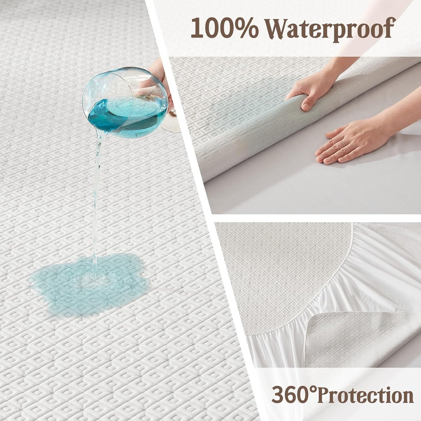BEDLORE Waterproof Twin XL Mattress Protector, Noiseless Mattress Cover with Stretchable Pockets for 6-15 inches Mattress, Soft Breathable Mattress Pad College Dorm Size for Back to School (White)
