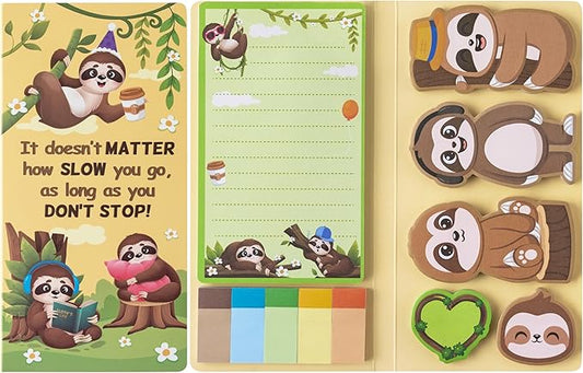 B1ykin Cute Sticky Notes Set - It Does Matter How Slow You GO, As Long As You Don’t Stop Self-Stick Notes Pad, 550 Sheets Writing Memo Pages Sticky Notepad for Teacher Appreciation Gifts (Sloth)