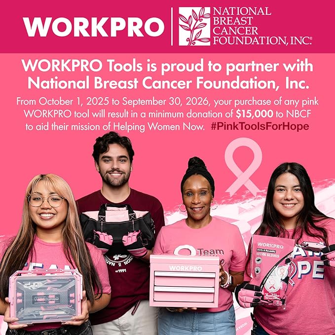WORKPRO Pink Staple Gun, 6-in-1 Manual Brad Nailer with 4000-Pieces Staples for Fixing Material, Carpentry, Upholstery, Furniture and DIY - Pink Ribbon