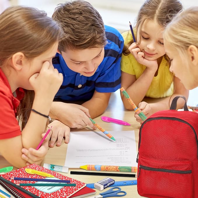 Back to School Supplies with Backpack Kids Kindergarten Preschool Elementary Supply Bundle Kit Middle High School Notebook for K-12 Student Girl Boy Classroom(Red)