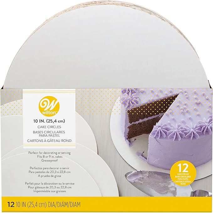 Wilton 10 Inch Round Cake Boards, Fits 8in, 9in Cakes, 12 Count