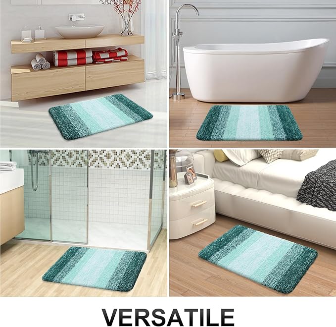 OLANLY Bathroom Rugs Mat 24x16, Extra Soft Absorbent Microfiber Bath Rugs, Rubber Backing, Quick Dry, Washable Bath Mats for Bathroom Floor, Tub and Shower, Home Decor Accessories, Blackish Green