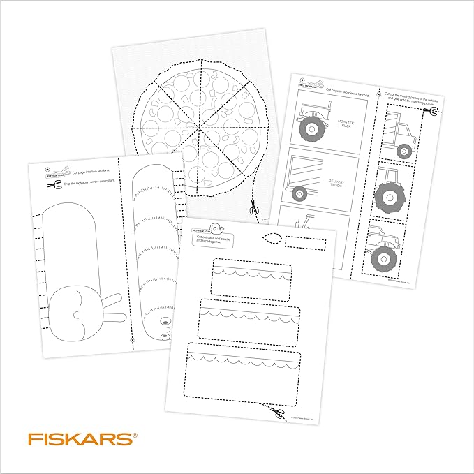 Fiskars Cut & Learn Kids Activity Book and Training Scissors - Gifts for Kids - Ages 3+