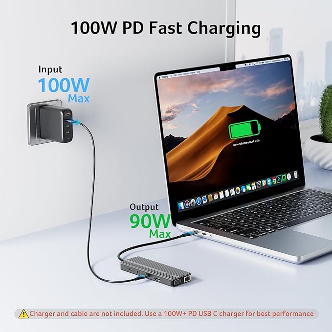Acer 11 in 1 USB C HUB Multiport Adapter with 4K@60Hz HDMI, 2x10Gbps USB C, 2x5Gbps USB A, 100W PD Port, 1000Mbps Ethernet, 1080P VGA, SD/TF, Laptop Docking Station Dual Monitor for PC, Desktop