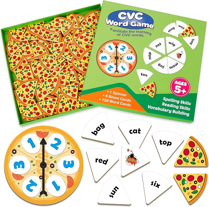 CVC Word Games,Phonics Games,CVC Flash Cards,Speech Therapy Toys for Toddlers Kids,Learn to Read,Reading Learning Sight Word Games,Kindergarten Preschool Learning Activities Educational Toy