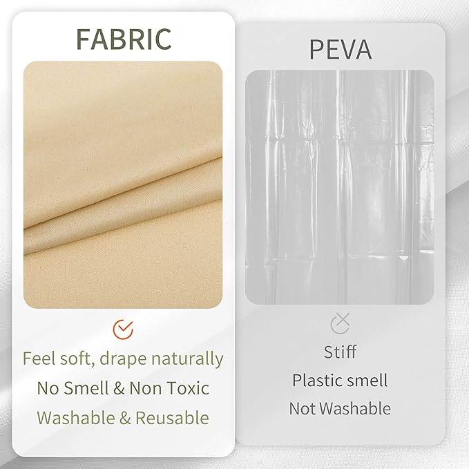 ALYVIA SPRING Stall Fabric Shower Curtain Liner Waterproof - Soft & Lightweight Small Shower Curtain with Magnets for Narrow Stall Size, Machine Washable - 36x72, Khaki