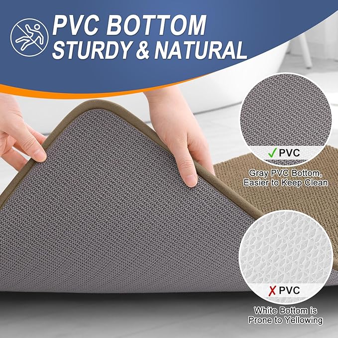 OLANLY Thick Memory Foam Bath Mat Rug 47x24, Extra Soft Absorbent Bathroom Rug, Quick Dry Bath Mats, Non-Slip, Machine Washable Carpet for Bathroom, Tub and Shower, Home Decor Accessories, Tan