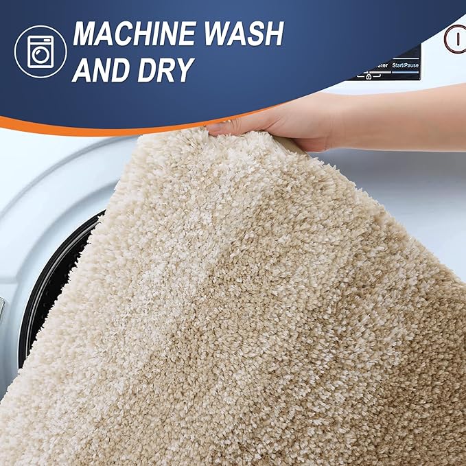 OLANLY Bathroom Runner Rugs 59x20, Extra Soft Absorbent Microfiber Bath Rugs, Rubber Backing, Quick Dry, Machine Washable Bath Mats for Bathroom Floor, Tub and Shower, Home Decor Accessories, Tan