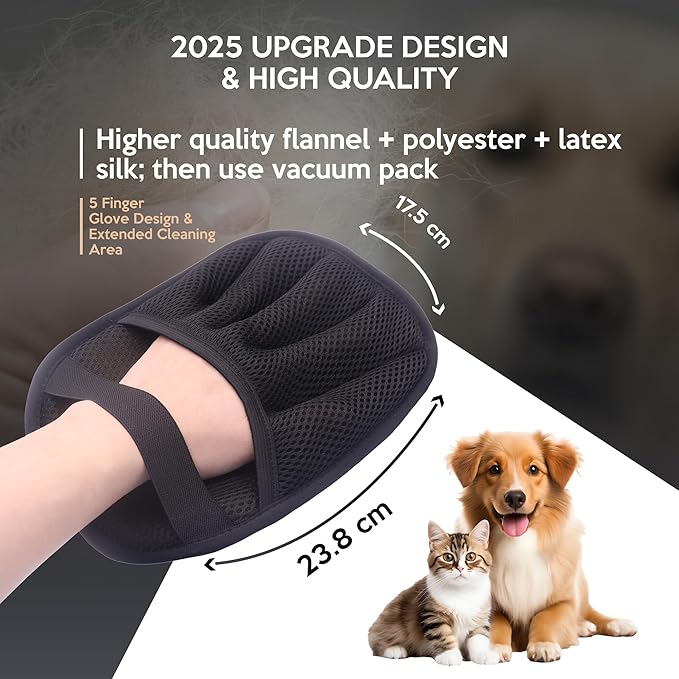 4-In-Premium Pet Hair Removal Glove & Brush Set Electrostatic Dog & Cat Grooming Tool with Lint Remover for Furniture, Carpet, Car - Reusable Magic brush Ideal Pet Supplies for Dog & Cat Hair Removal
