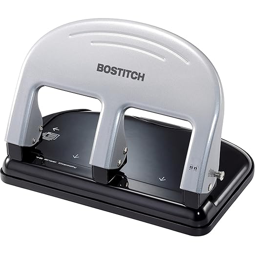 Wholesale CASE of 5 - Accentra Traditional 3-Hole Punch-3-Hole Punch, Traditional, 40 Sheet Capacity, Black/Silver
