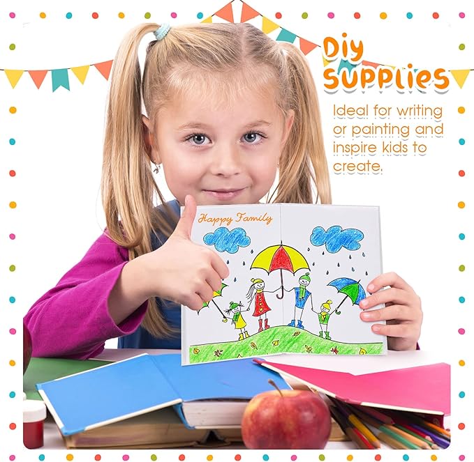 Henoyso Hardcover Blank Books for Kids to Write Stories Make Your Own Book Craft Unlined Notebook for Student Classroom DIY Drawing and Writing 40 Pages SketchBook for Kids Gift(10 Pack,6 x 8 Inch)