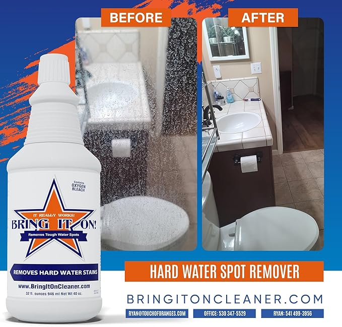 BRING IT ON! CLEANER 16 - Ounce Case | Hard Water Spot Remover | Shower Door Cleaner | 12 – 12 Ounce Bottles of Product