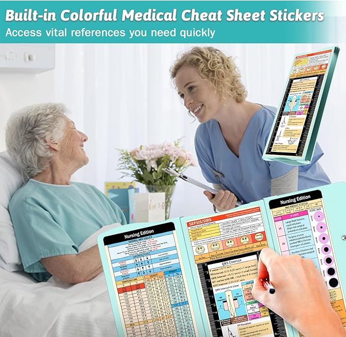 Nursing Clipboard Foldable Clipboard Medical: Edition Cheat Sheets Aluminum 3 Layers Foldable Clipboards Nursing Pocket Size Profile Clip Nurse Clipboards Notepad for Nurses Students and Doctors