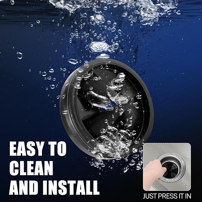 Garbage Disposal Splash Guards 3 3/8" Sink Baffle QCB-AM Replacement for InSinkErator Evolution Series, Upgraded Removable Quiet Collar Drain Plugs, Garbage Disposer Accessories, Black